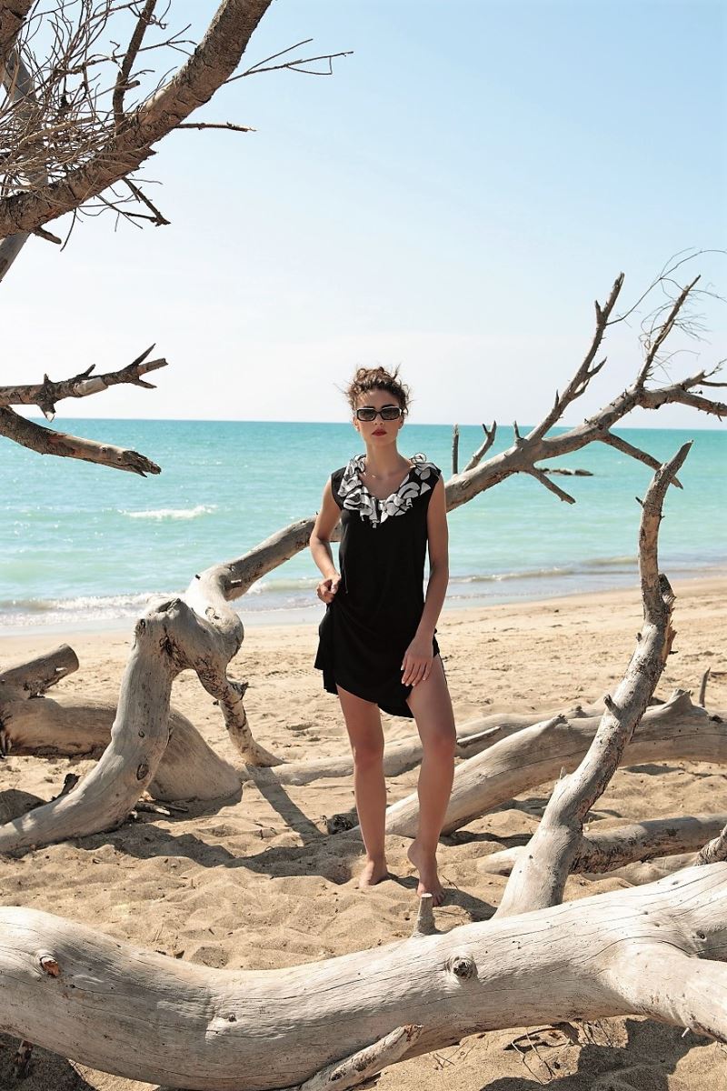 vestito viscosa bianco/nero