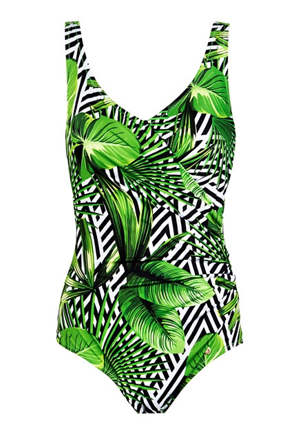 optical forest costume intero foliage verde